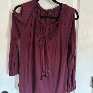 White House Black Market Plum Long Sleeve Blouse